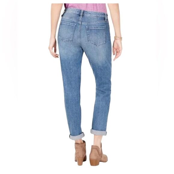 NWT Style& co Blue Beaded Embroidered Denim Distressed Boyfriend Jeans Size 8 - Picture 15 of 15